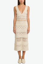 Vintage Hollow Knitted Sleeveless Midi Dress