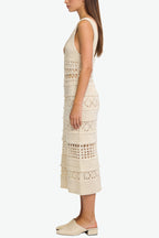 Vintage Hollow Knitted Sleeveless Midi Dress