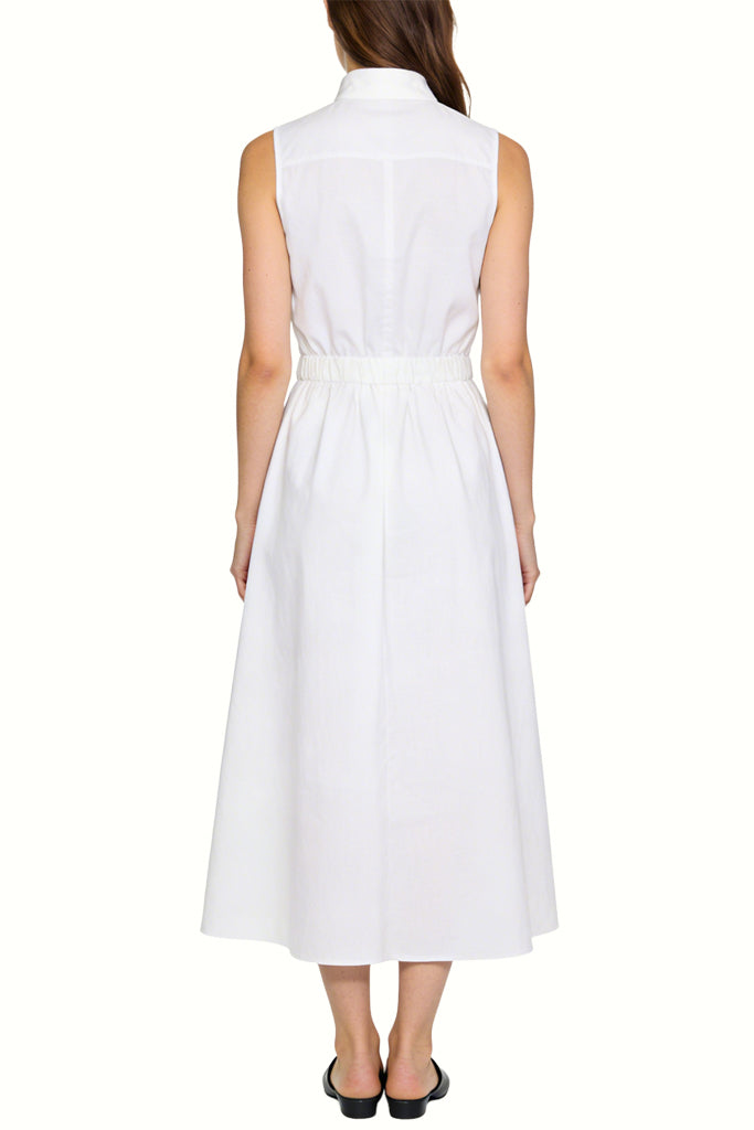 Fresh Stand Collar Waist Sleeveless Midi Dress