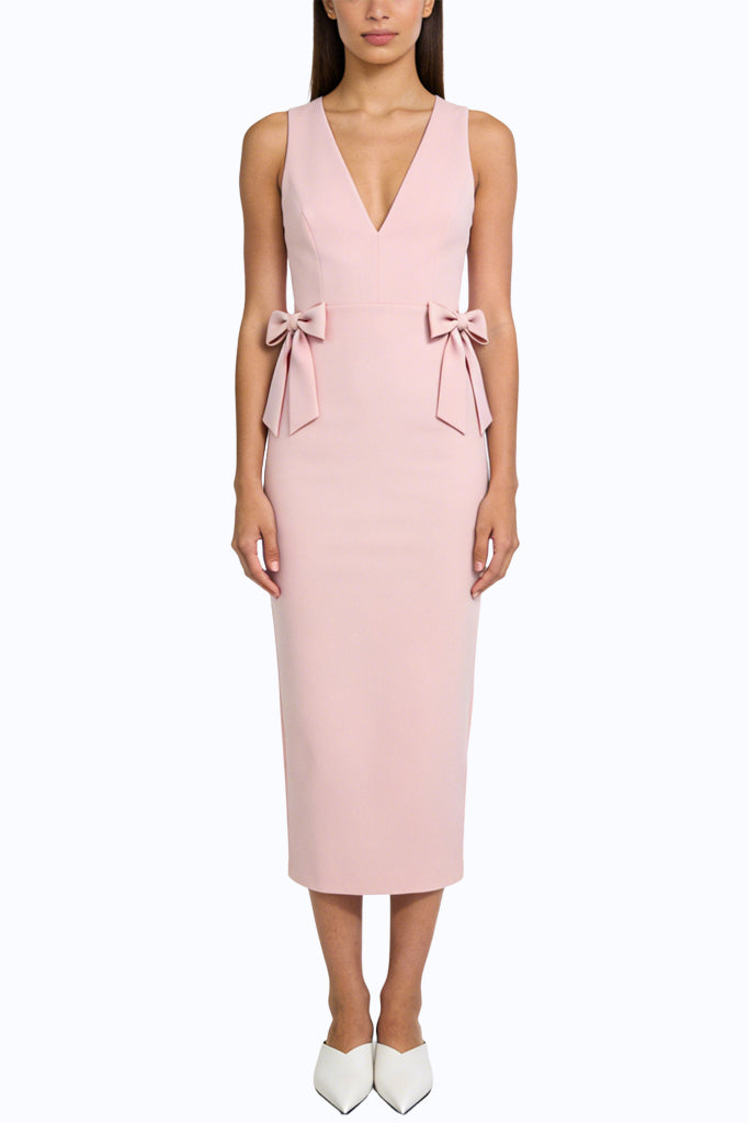 Sweet Bow Knot Waist Sleeveless Midi Dress