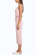 Sweet Bow Knot Waist Sleeveless Midi Dress