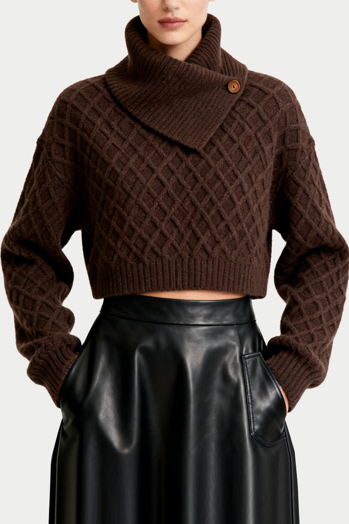 Women's Argyle Knit Fashion Loose Sweater