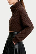 Women's Argyle Knit Fashion Loose Sweater