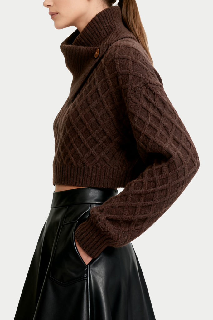 Women's Argyle Knit Fashion Loose Sweater