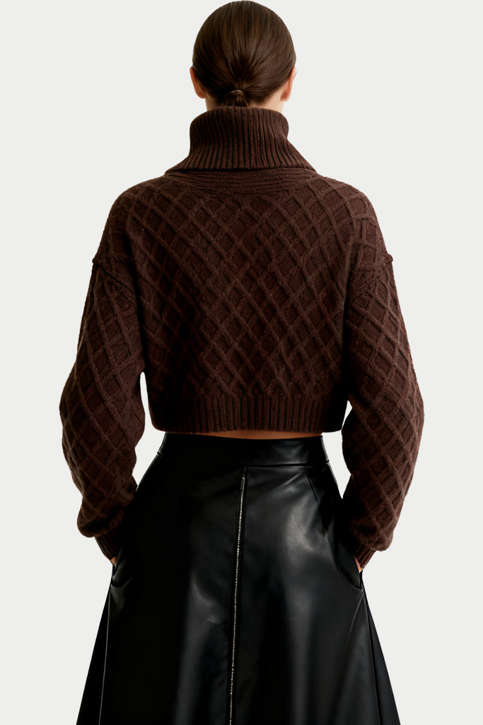 Women's Argyle Knit Fashion Loose Sweater