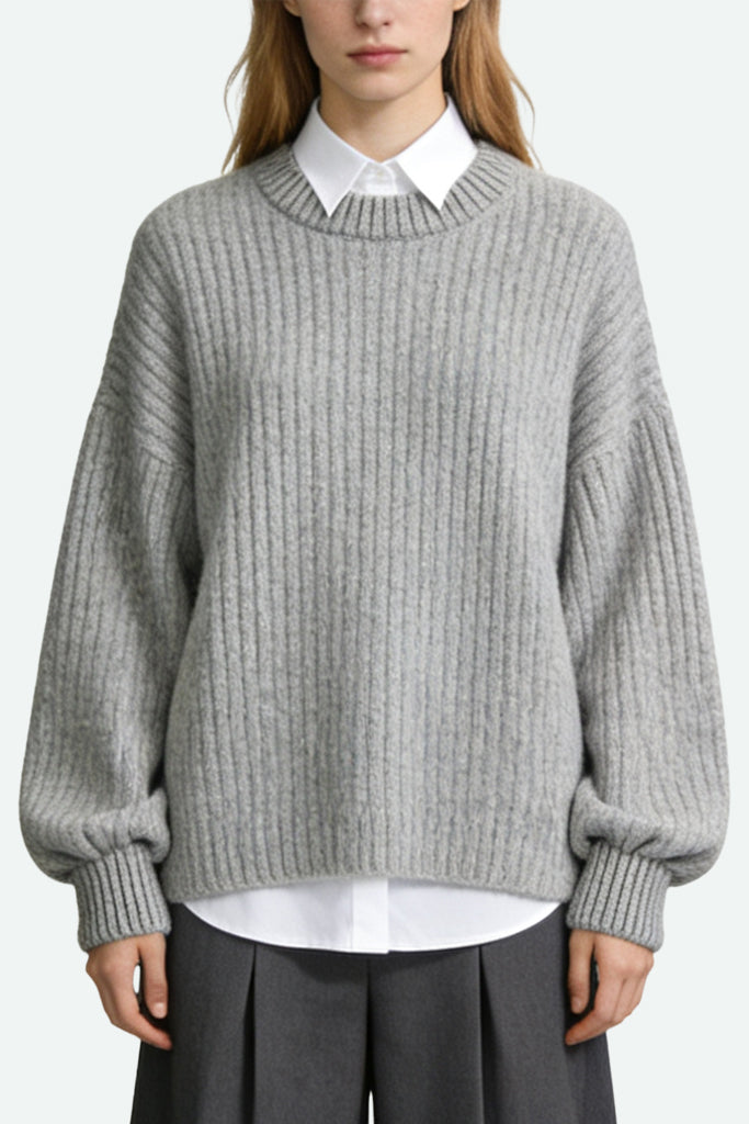 Women's Crew Neck Lantern Sleeve Casual Versatile Sweater