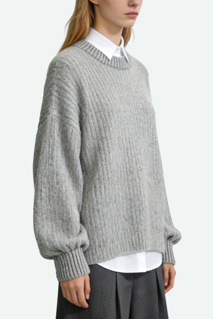 Women's Crew Neck Lantern Sleeve Casual Versatile Sweater