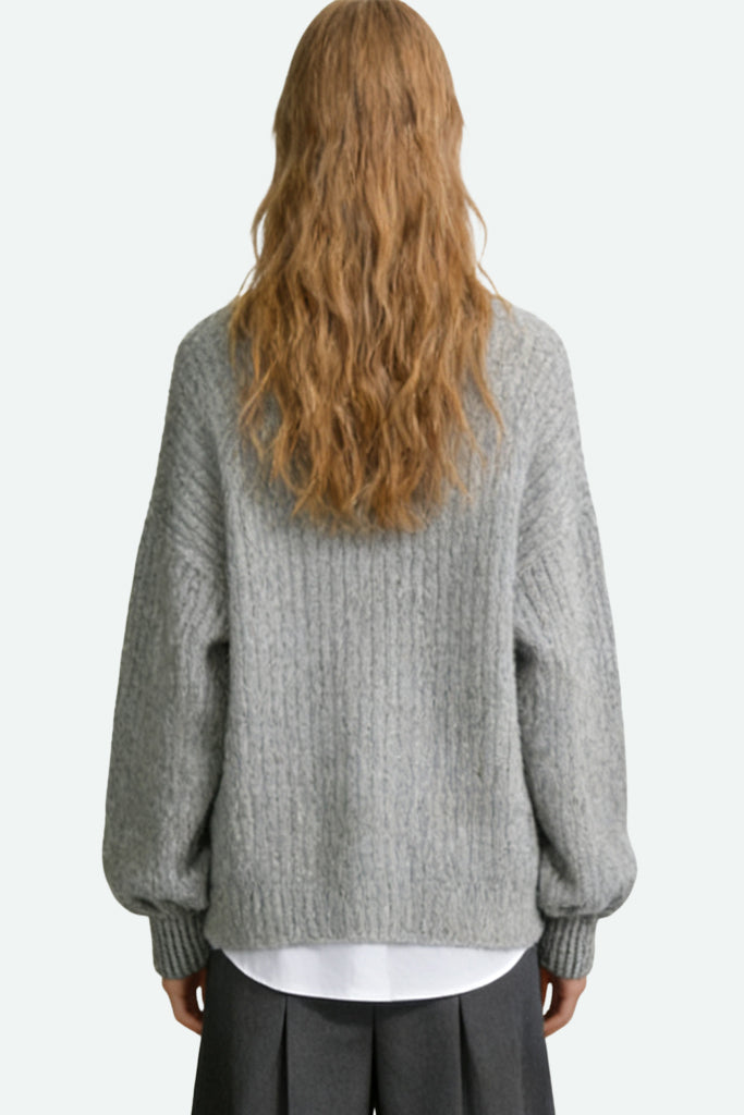 Women's Crew Neck Lantern Sleeve Casual Versatile Sweater
