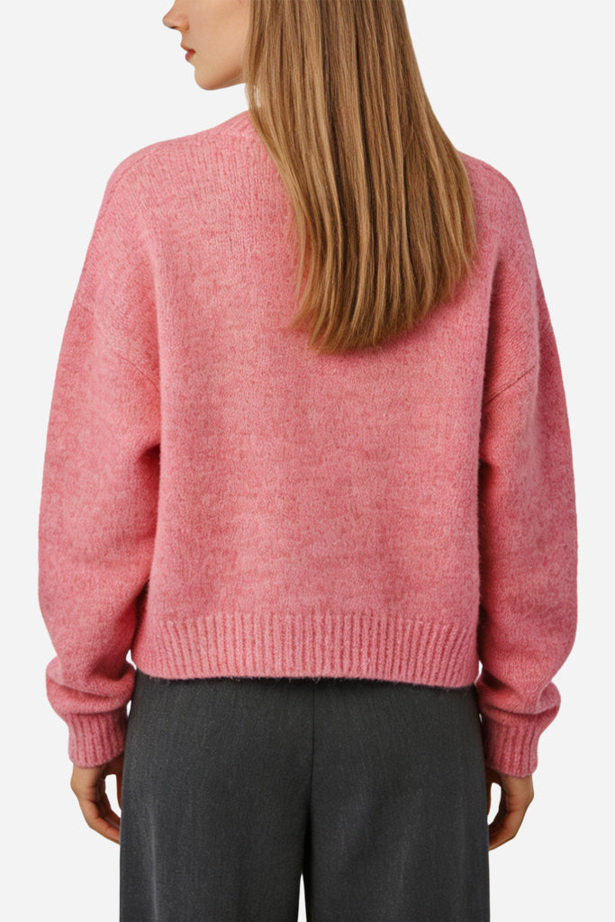 Women's Crew Neck Solid Color Minimalist Loose Sweater