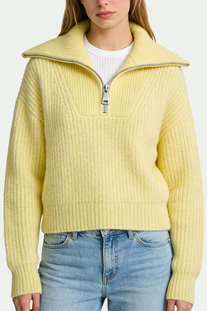 Women's Half-Zip Chunky Knit Texture Stylish Sweater
