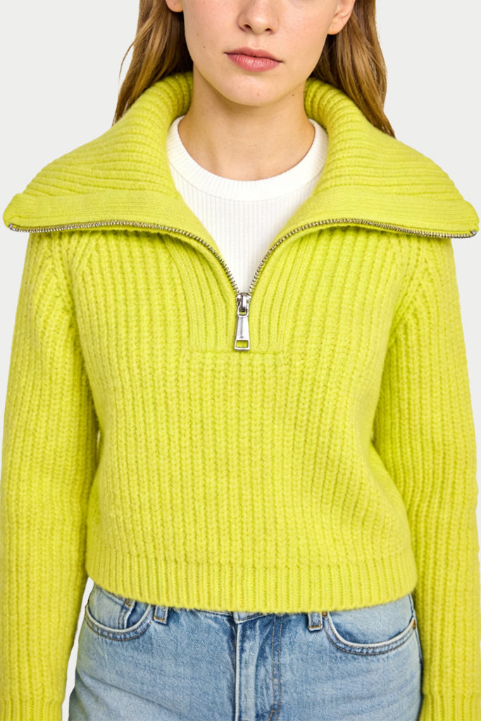 Women's Half-Zip Chunky Knit Texture Unique Sweater