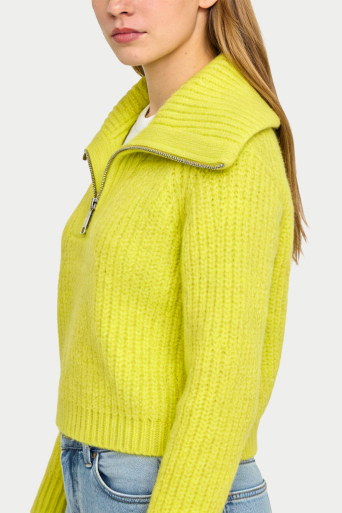 Women's Half-Zip Chunky Knit Texture Unique Sweater