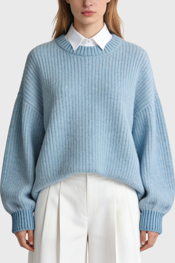 Women's Crew Neck Lantern Sleeve Loose Casual Sweater