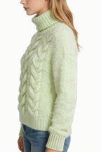 Women's Turtleneck Cable Knit Fleece Texture Sweater