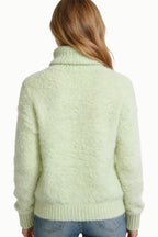 Women's Turtleneck Cable Knit Fleece Texture Sweater