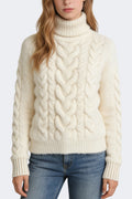 Women's Turtleneck Cable Knit Casual Comfortable Sweater