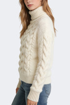 Women's Turtleneck Cable Knit Casual Comfortable Sweater