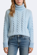 Women's Turtleneck Cable Knit Loose Sweater