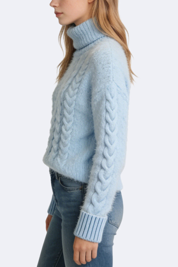 Women's Turtleneck Cable Knit Loose Sweater