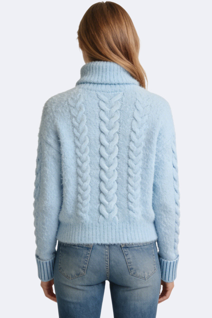 Women's Turtleneck Cable Knit Loose Sweater