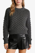 Women's Crew Neck Scale Texture Unique Sweater