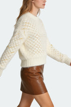 Women's Crew Neck Scale Texture Fashion Sweater