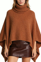 Women's Turtleneck Vertical Knit Loose Sweater