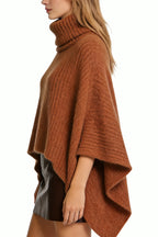 Women's Turtleneck Vertical Knit Loose Sweater