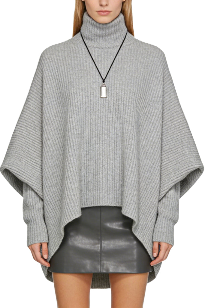 Women's Turtleneck Vertical Knit Casual Sweater