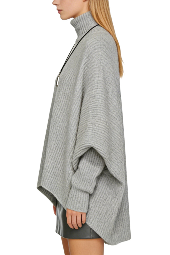 Women's Turtleneck Vertical Knit Casual Sweater