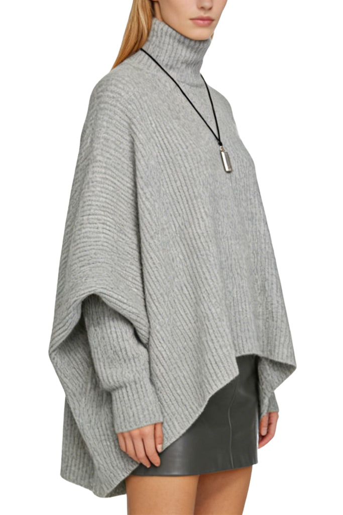 Women's Turtleneck Vertical Knit Casual Sweater
