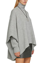Women's Turtleneck Vertical Knit Casual Sweater