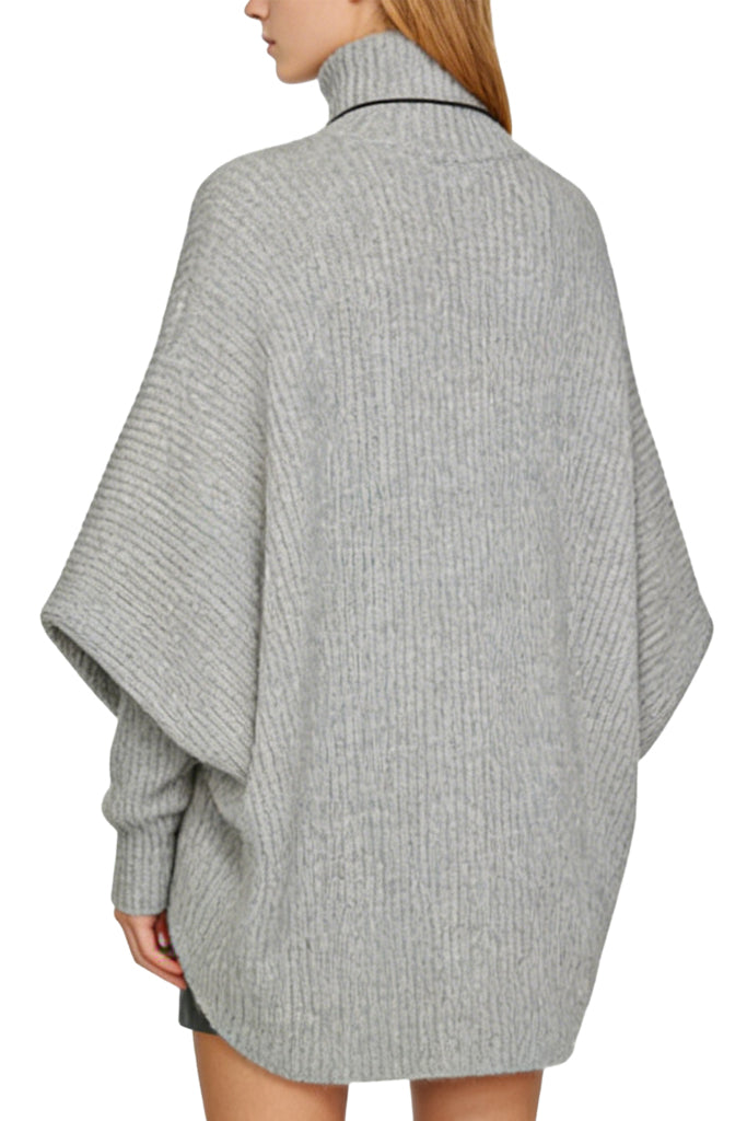 Women's Turtleneck Vertical Knit Casual Sweater