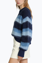 Women's Crew Neck Gradient Stripe Texture Casual Comfortable Sweater