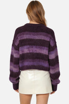 Women's Crew Neck Gradient Stripe Texture Fashion Loose Sweater