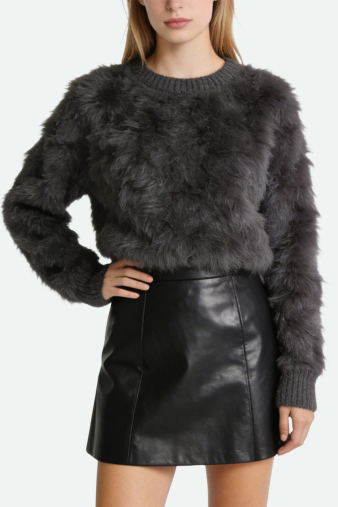 Women's Crew Neck Plush Texture Fashion Sweater