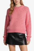 Women's Crew Neck Scale Texture Loose Fashion Sweater