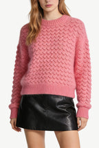 Women's Crew Neck Scale Texture Loose Fashion Sweater
