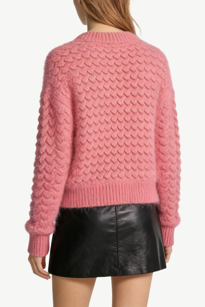 Women's Crew Neck Scale Texture Loose Fashion Sweater
