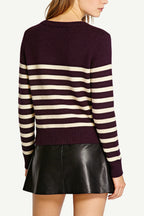 Women's Crew Neck Color-Block Stripe Minimalist Casual Sweater