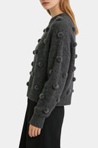 Women's Crew Neck 3D Pom-Pom Decor Loose Casual Sweater