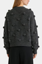 Women's Crew Neck 3D Pom-Pom Decor Loose Casual Sweater