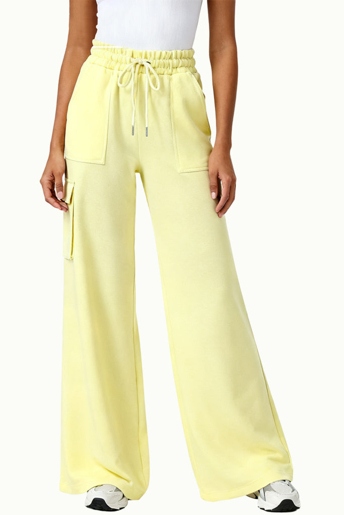 Unique Cargo Style Multi-Pocket Wide-Leg Women's Sports Pants