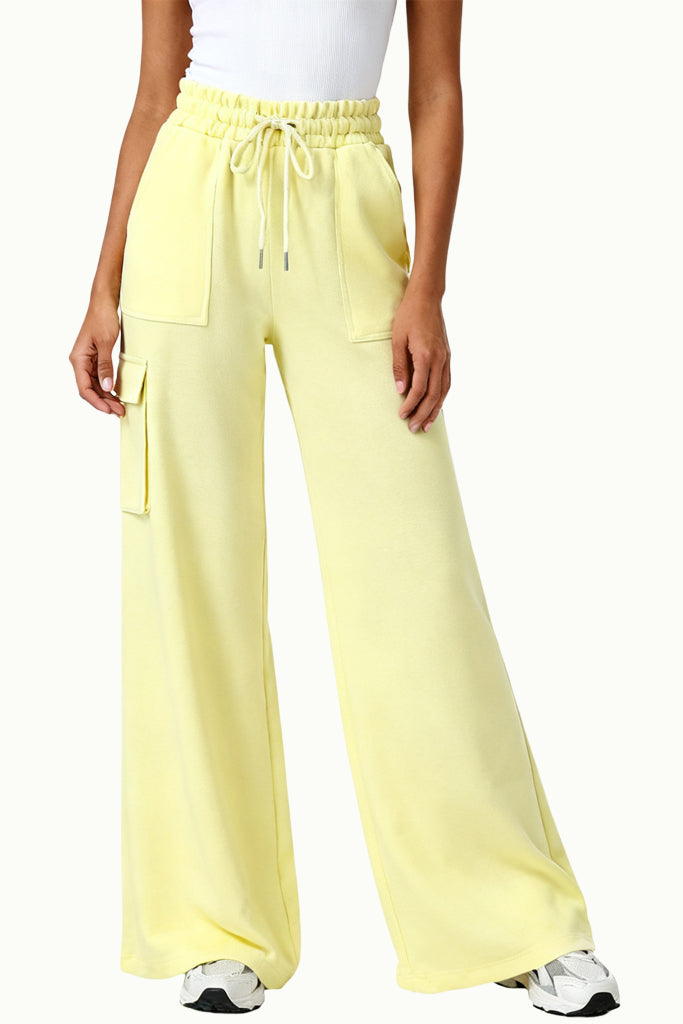 Unique Cargo Style Multi-Pocket Wide-Leg Women's Sports Pants