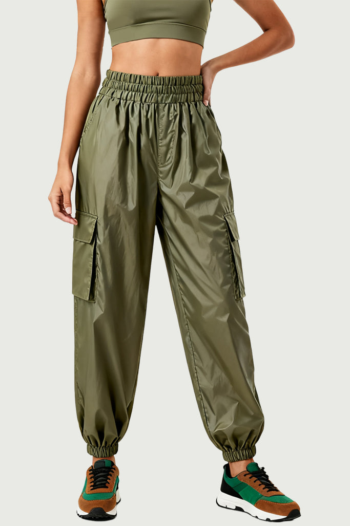 Functional Style Multi-Pocket Drawstring Women's Sports Pants