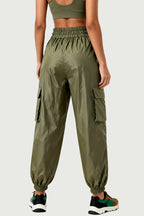 Functional Style Multi-Pocket Drawstring Women's Sports Pants