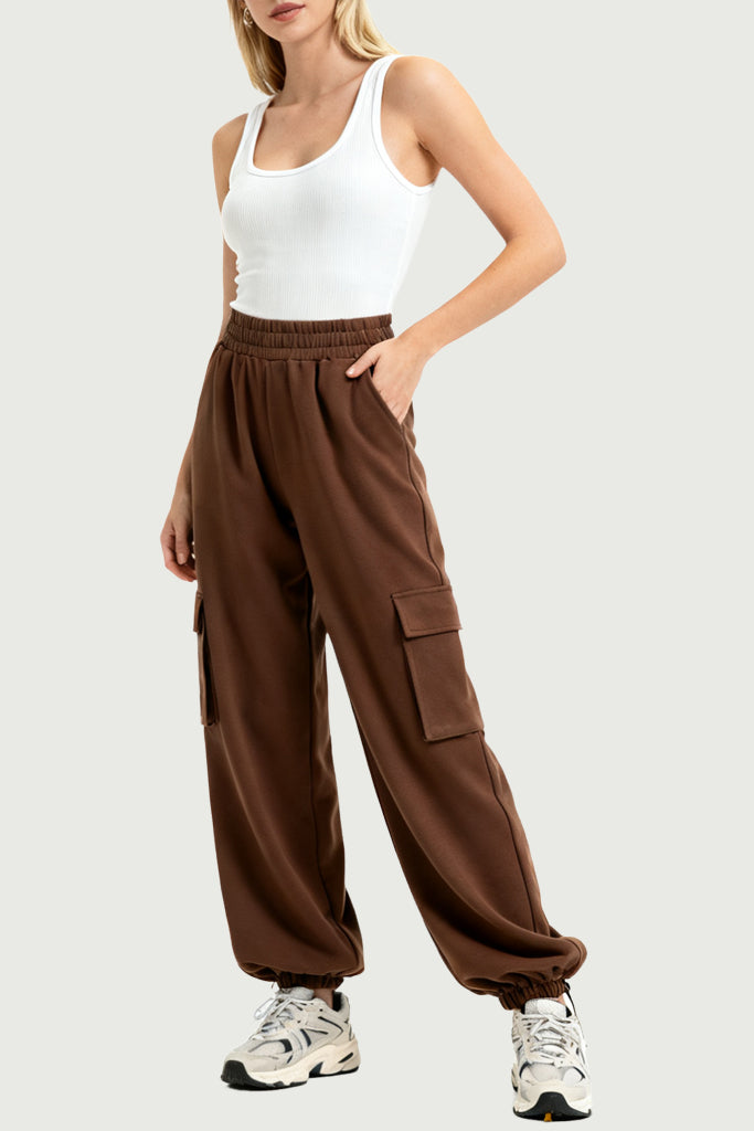 Retro Style Multi-Pocket High-Waist Women's Sports Pants