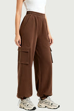 Retro Style Multi-Pocket High-Waist Women's Sports Pants