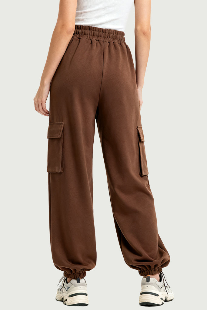 Retro Style Multi-Pocket High-Waist Women's Sports Pants