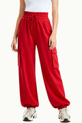 Bright Style Multi-Pocket Loose Wide-Leg Women's Sports Pants